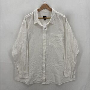 Gap Shirt Mens 2XL White Linen Rayon Long Sleeve Button Front Casual Preppy NWT